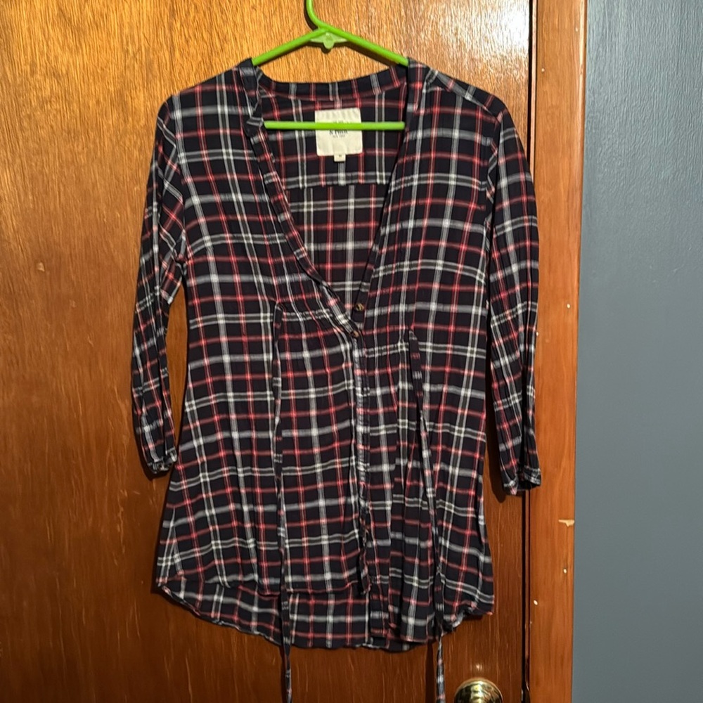 Abercrombie and Fitch plaid print chiffon shirt